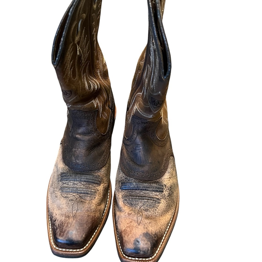 Ariat Black and Tan Western Boots Square Toe